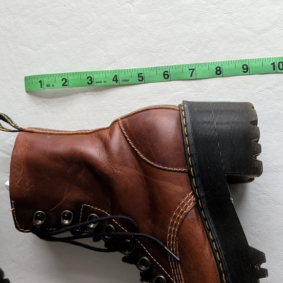 Dr. Martens Leona Brown Leather Platform Chunky Lace Up Boots Women's Size 7 - Picture 8 of 12